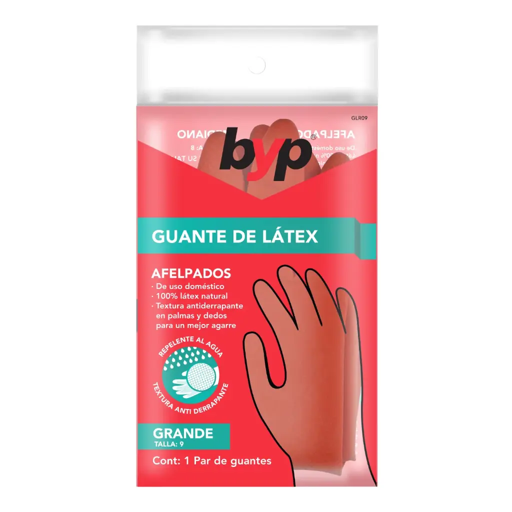 GUANTE DE LATEX 100% USO DOMESTICO GRANDE TALLA 9