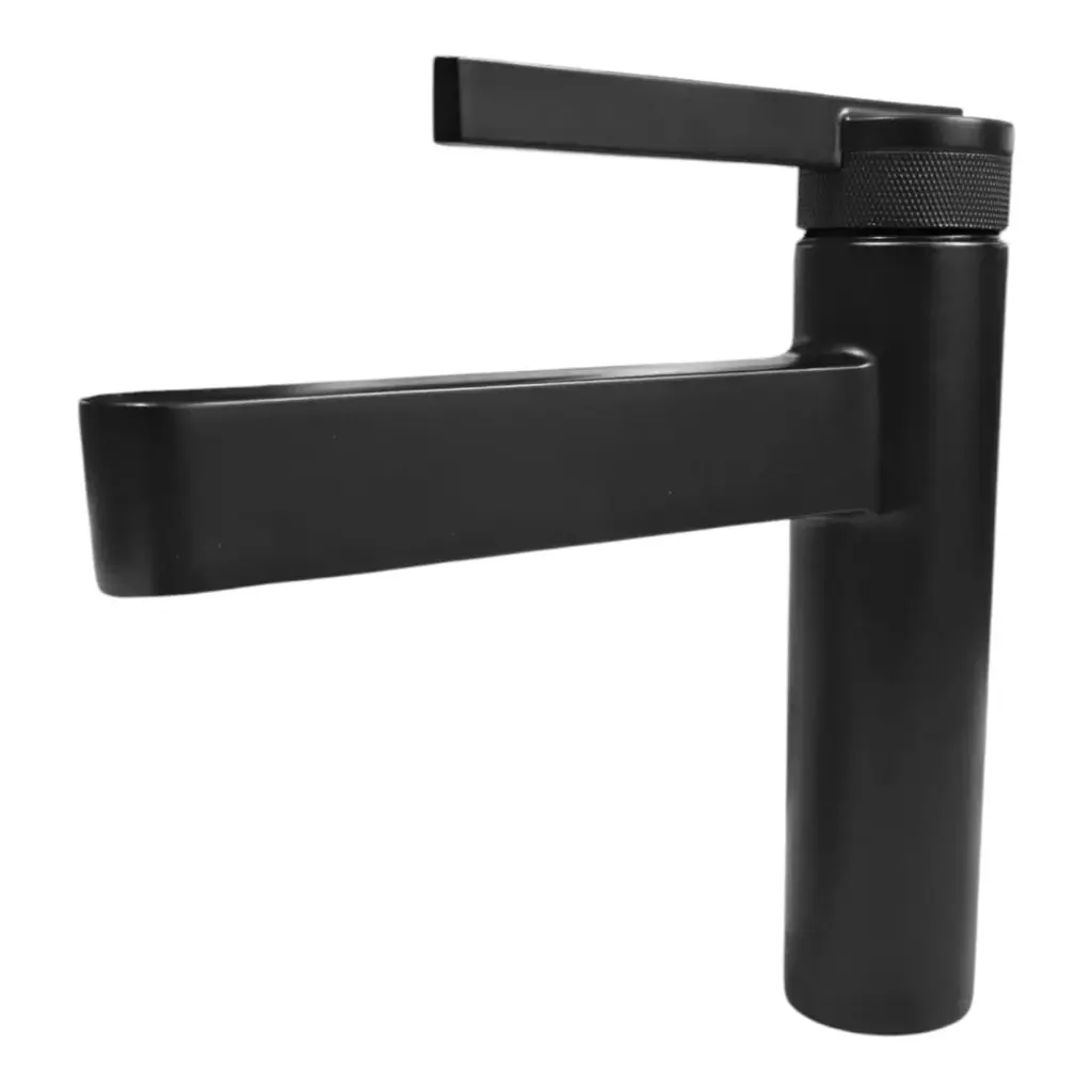 [991501-N] MONOMANDO PARA LAVABO Cuerpo de latón,Cartucho de cerámico de alta gama con suave tacto,Maneral de zinc,Superficie pulida, fácil de limpiar NSS:240 horas,Con doble flexible mangueras(calor y frío),Acabado negro