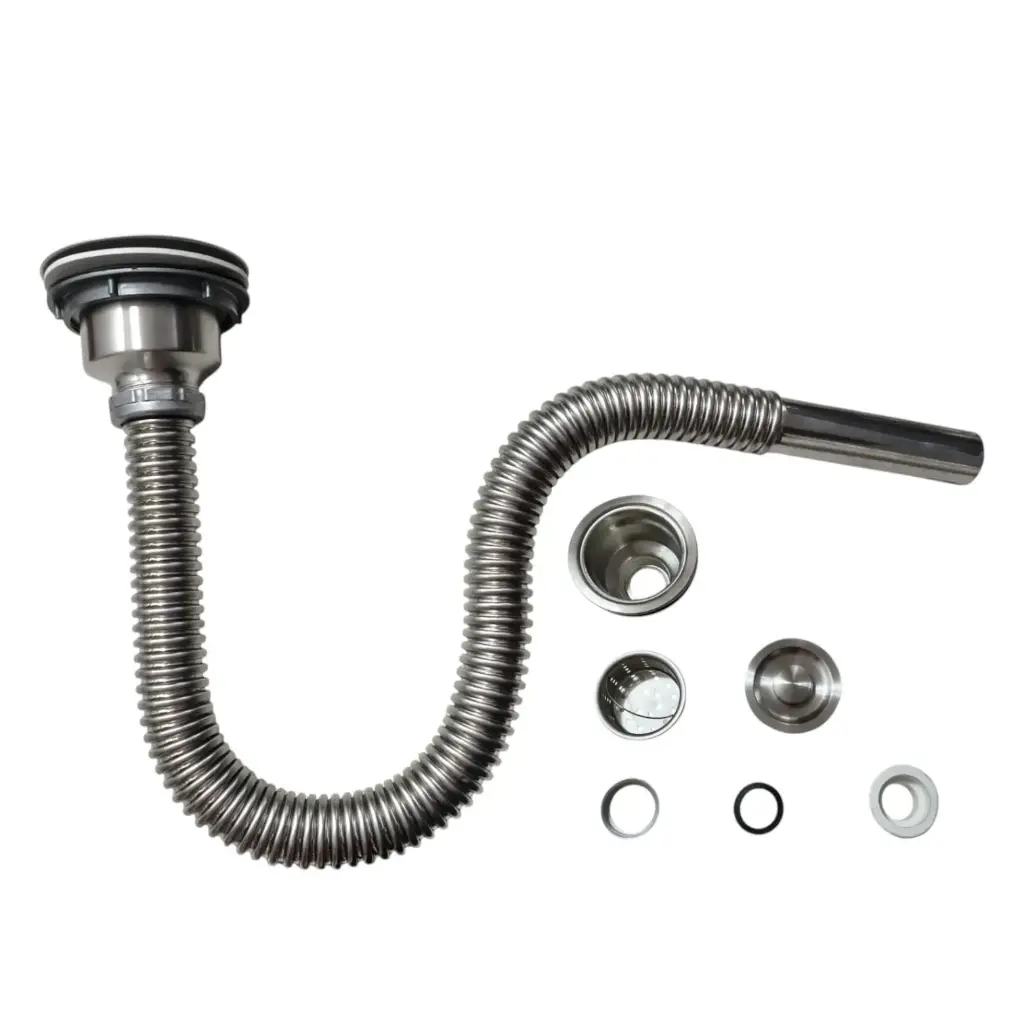 [SF-70028] JUEGO D/ DESAGUE P/ FREGADERO 1-1/2" Desagüe de acero inoxidable para fregadero 1-1/2" Tubo de salida de acero inoxidable de 80 cm,Tubo flexible que se adapta a cualquier ángulo