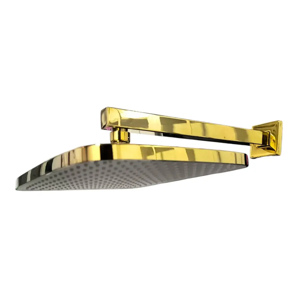JUEGO DE REGADERA CUADRADA CUERPO ABS, BRAZO DE ACER INOX DE 40 CM ACABADO DORADO 995006D