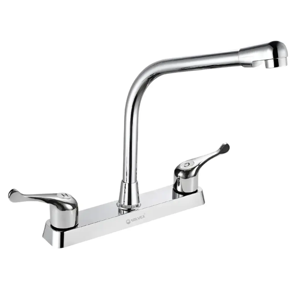 [SP-80007] MEZCLADORA PARA FREGADERO CUERPO DE LATON CUELLO DE ACERO CUARTO DE VUELTA ACABADO CROMO   SP80007