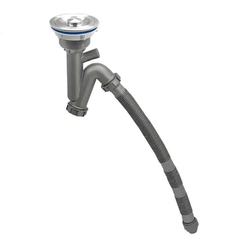 [CESP-001] SET TARJA SENCILLA. CONTRACANASTA DE ACERO INOXIDABLE CON REJILLA, TAPA Y CESPOL FLEXIBLE CON REGISTRO