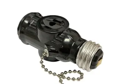 [SOC-002] PORTALAMPARAS DE BAQUELITA, CADENA Y DOBLE CONTACTO (LADRON)