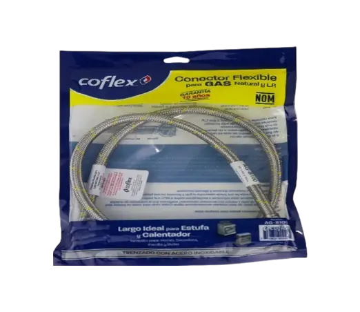 [AG-B100] CONECTOR FLEXIBLE ACERO PARA GAS 3/8" X 3/8" DE 1 MT (AGB100)