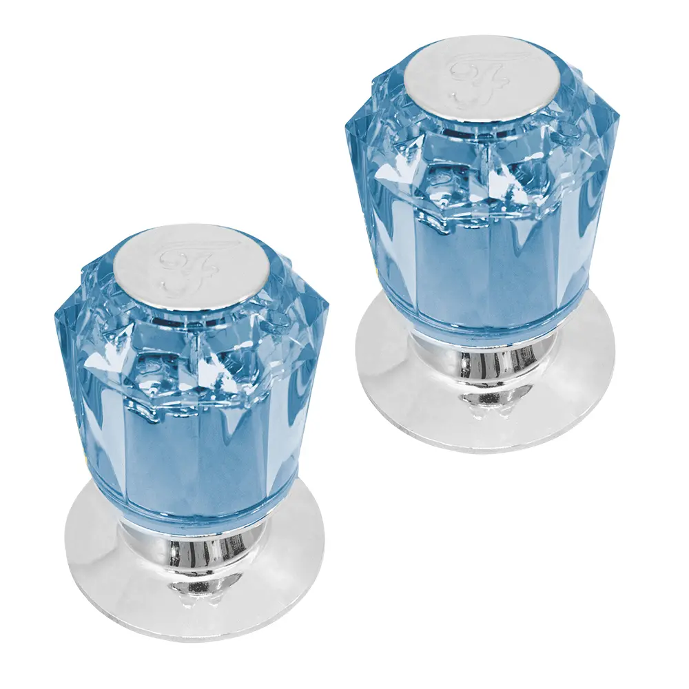 [SP-70077-A] JUEGO DE MANERALES Espiga estría,maneral de plástico color azul,chapetón de zinc acabado cromo, (precio por pieza) .