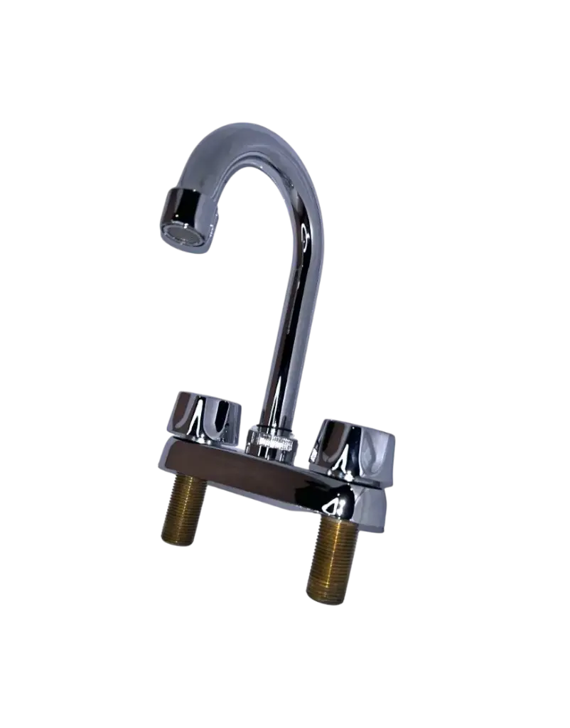 [SP-40059] MEZCLADORA DE LAVABO 4" vuelta completa, cuerpo de acero inoxidable, cubierta de acero inoxidable, maneral de zinc, cuello de acero inoxidable, cierre de compresión, acabado cromo espejo.