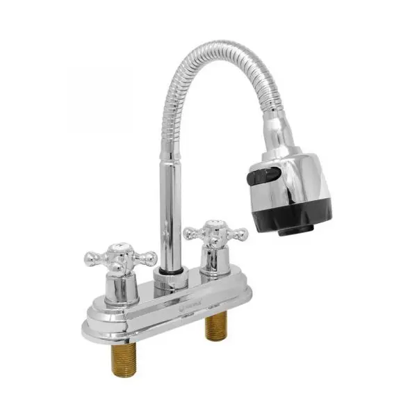 MEZCLADORA 4 PARA LAVABO CUERPO DE LATON VUELTA COMPLETA (SP4065)