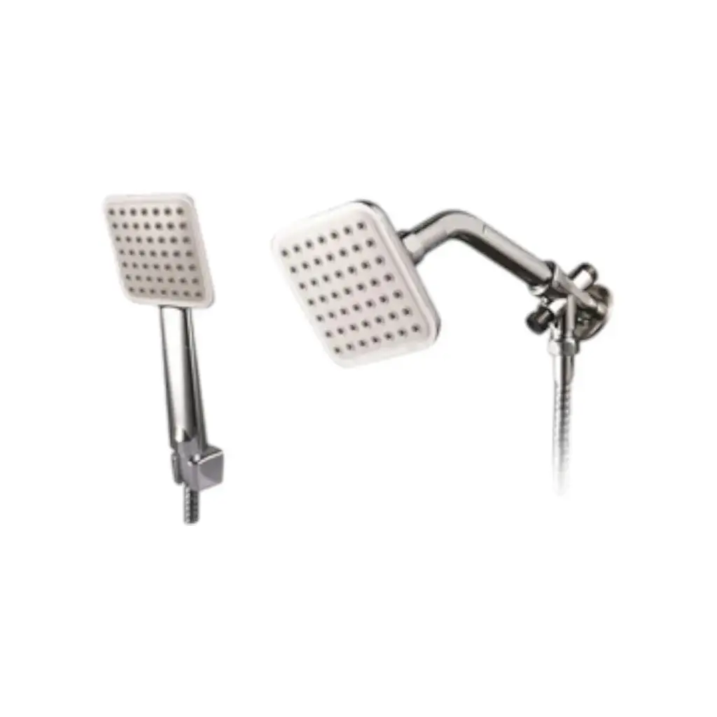 [SP-50061] REGADERA DE TELÉFONO Soporte, Brazo,Cabeza,Bola fabricado en plástico ABS,Incluye soporte de desviador,Chapetón de acero inoxidable,Manguera flexible de acero inoxidable de 1.5M,Acabado cromado Tamaño: 4"