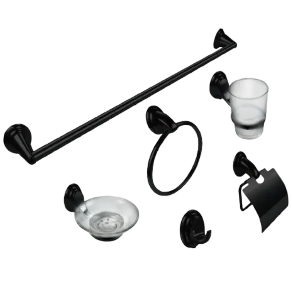 [SP60006N] JUEGO DE ACCESORIO PARA BAÑO COLOR NEGRO SP60006N