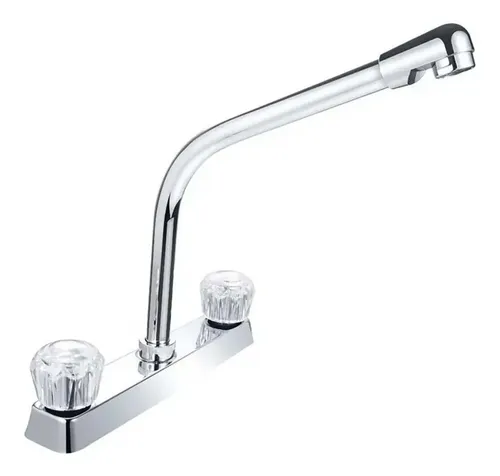 [SP-80071] MEZCLADORA PARA FREGADERO 8" maneral de acrílico de vuelta completa, cuerpo de latón,cubierta de acero inoxidable, cuello de acero inoxidable,cartucho de latón, cierre de compresión,acabado cromo espejo.