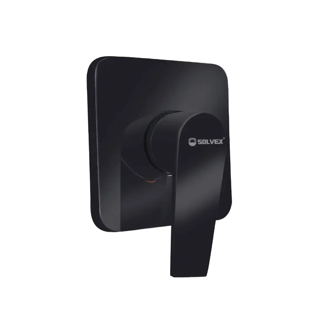 [SP-90004-N] MONOMANDO PARA REGADERA Sin desviador, Cuerpo de laton,maneral de zinc,cubierta de acero inoxidable de 12cm x 12cm,conexiones 1/2",cartucho cerámico,acabado negro mate